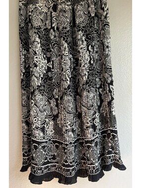 vintage Diane Freis Original black white skirt 80s Boho Long Maxi Skirt Sheer